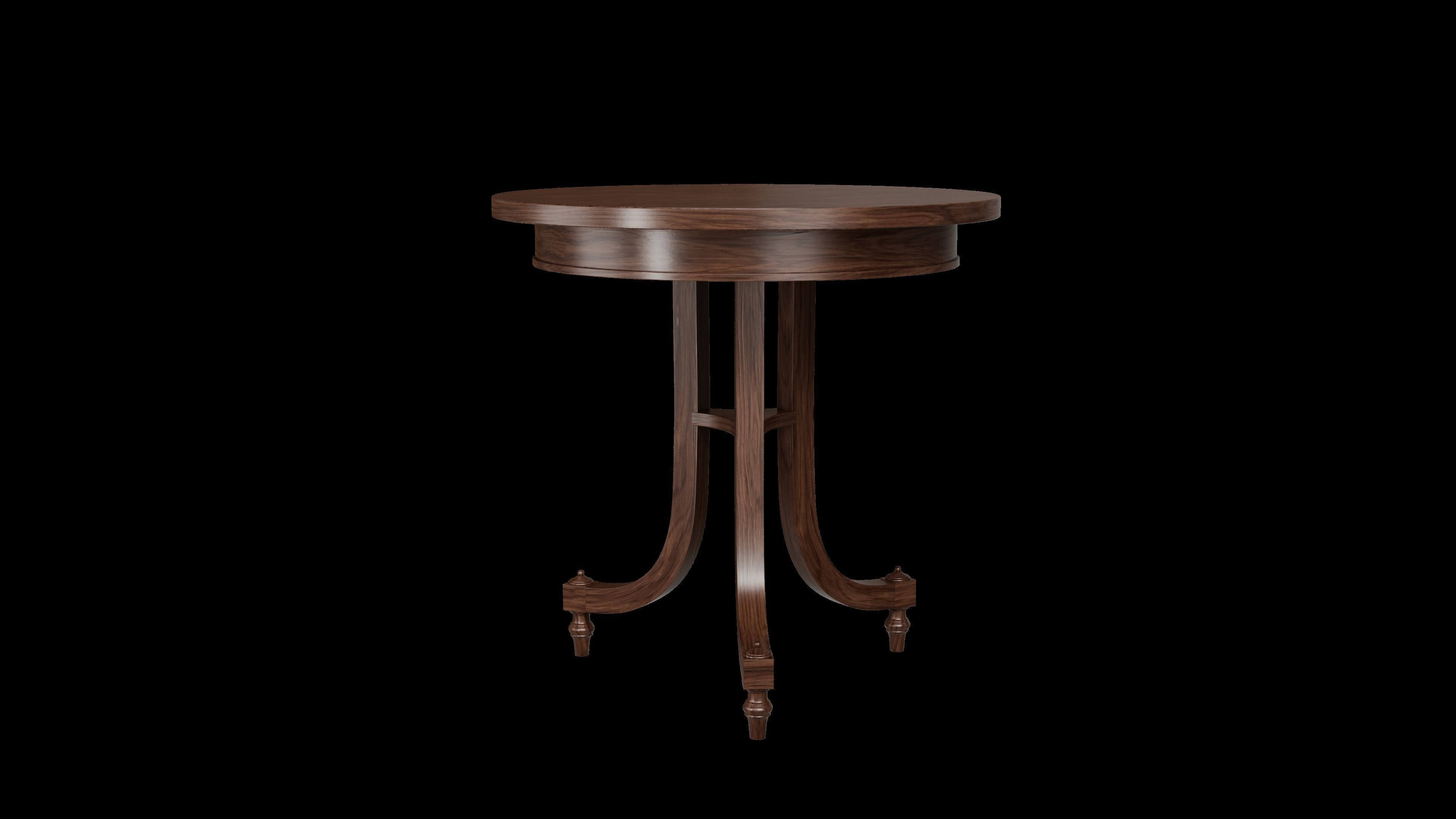 Round wooden table 3D model_2