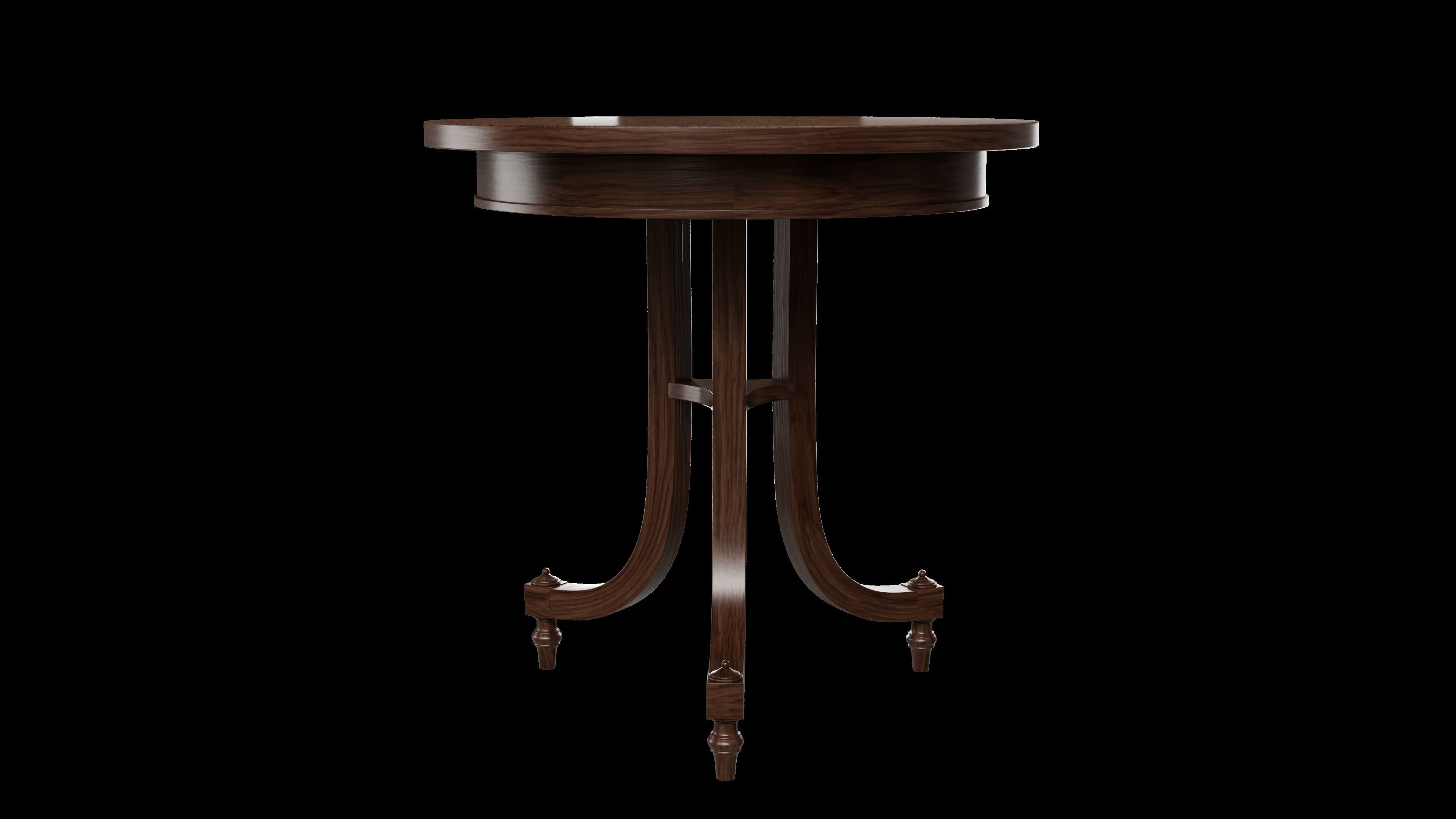 Round wooden table 3D model_4