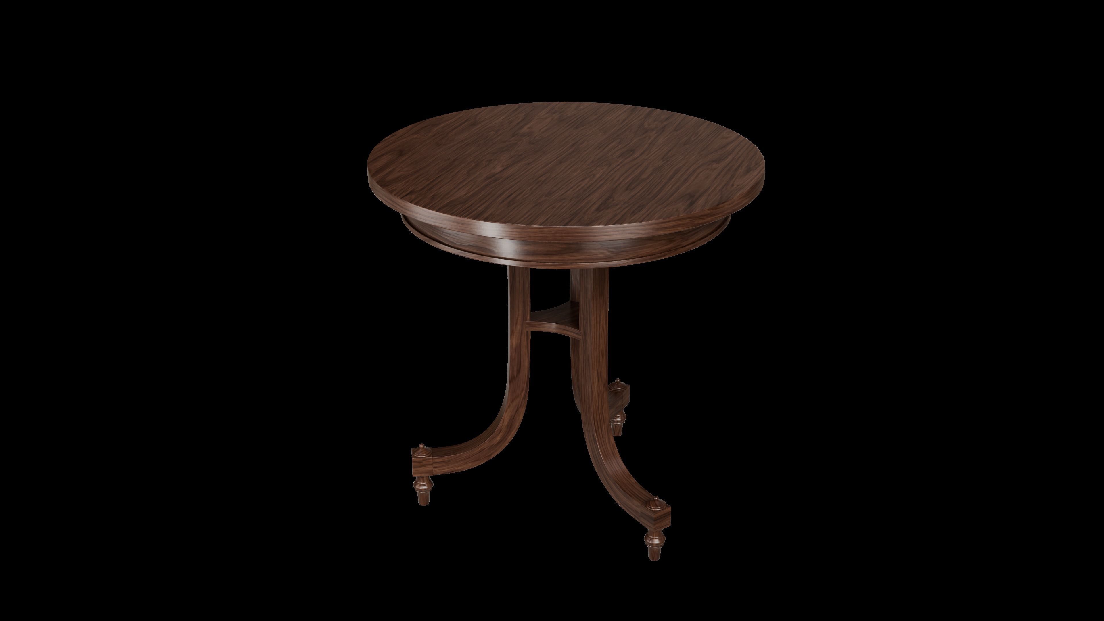 Round wooden table 3D model_1