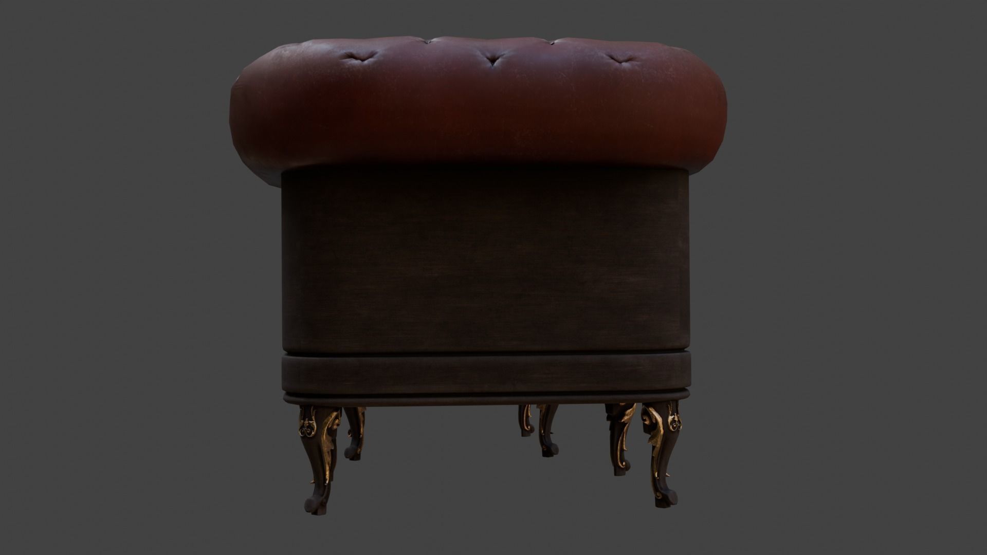 Sofa Armchair Couch  small and foot rest Vintage Low-poly 3D model_4