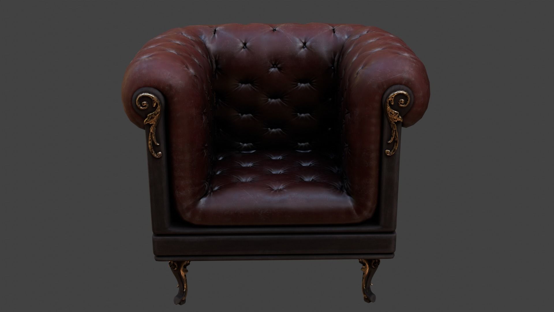Sofa Armchair Couch  small and foot rest Vintage Low-poly 3D model_6