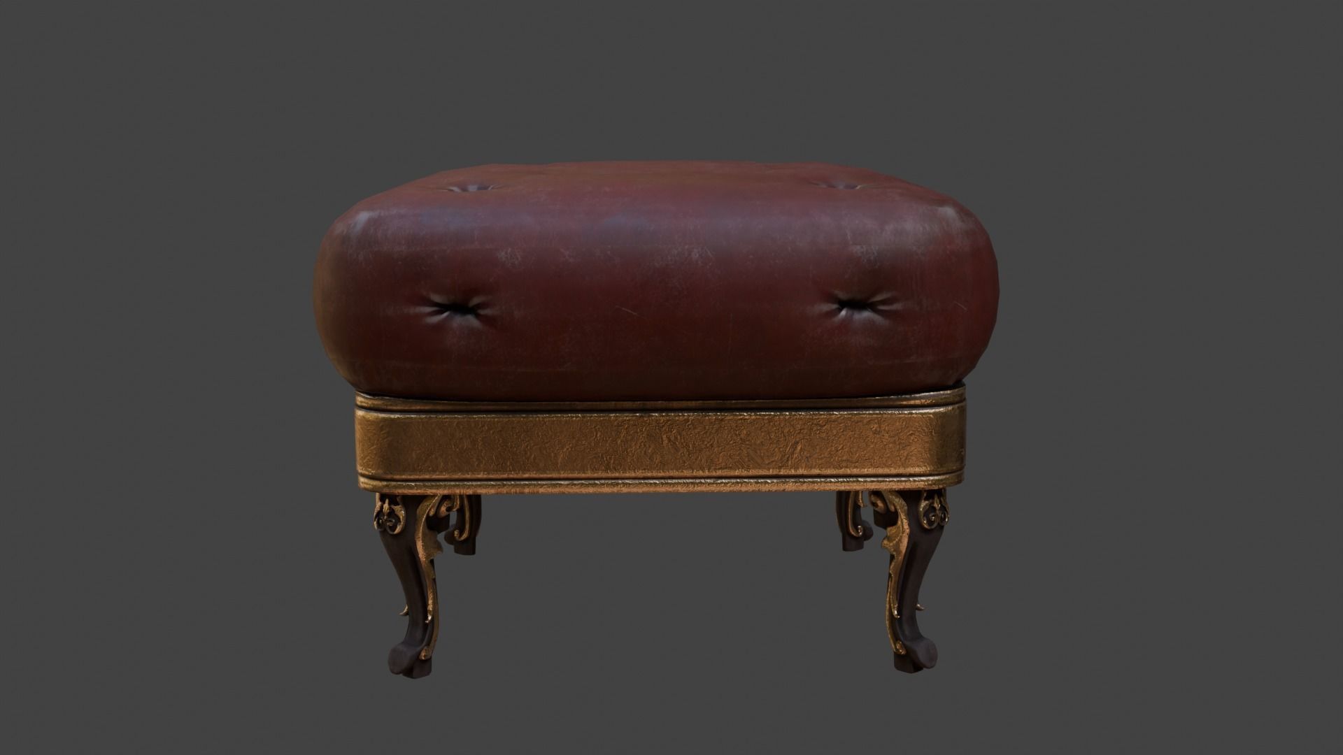 Sofa Armchair Couch  small and foot rest Vintage Low-poly 3D model_7