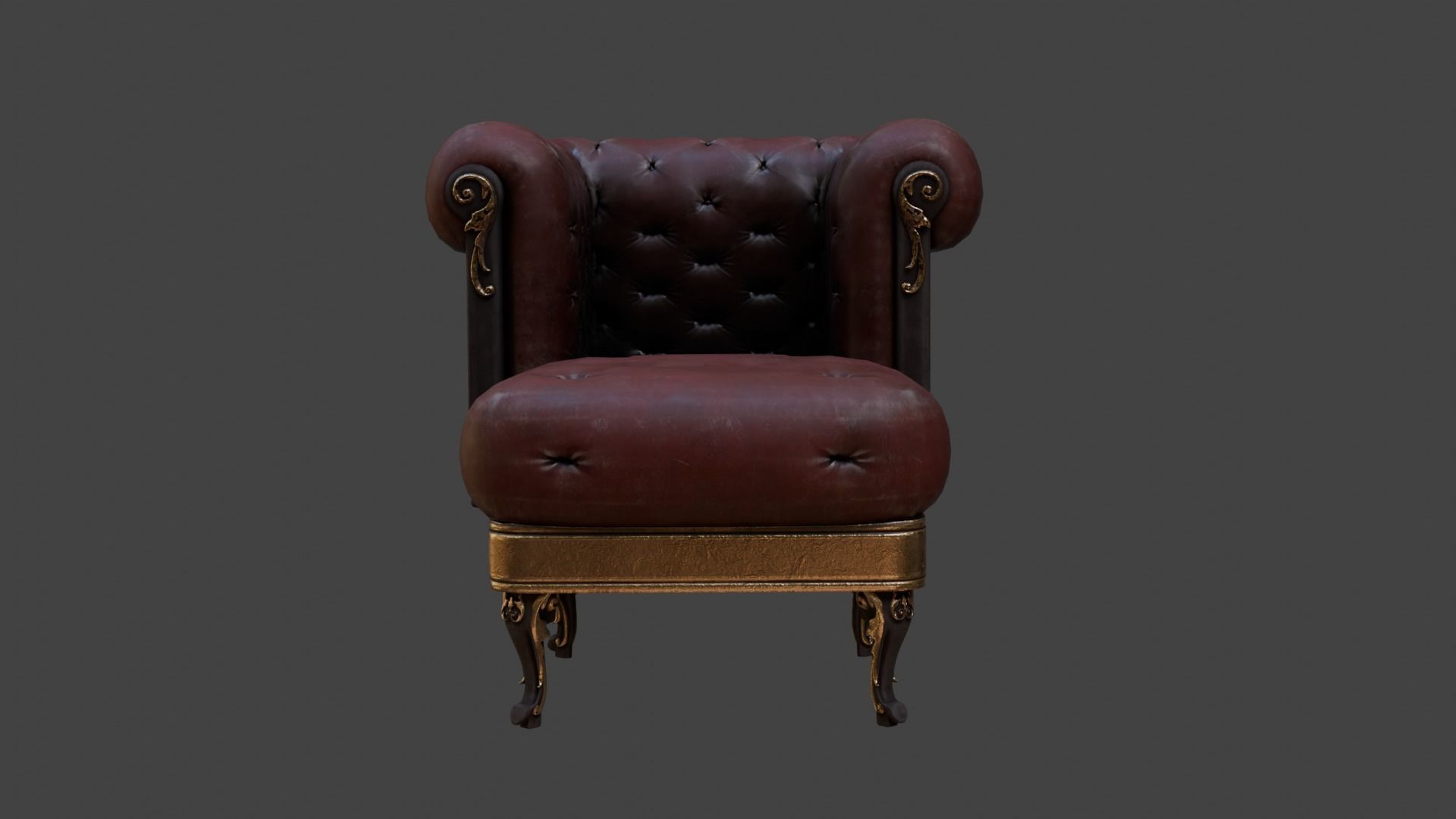 Sofa Armchair Couch  small and foot rest Vintage Low-poly 3D model_1