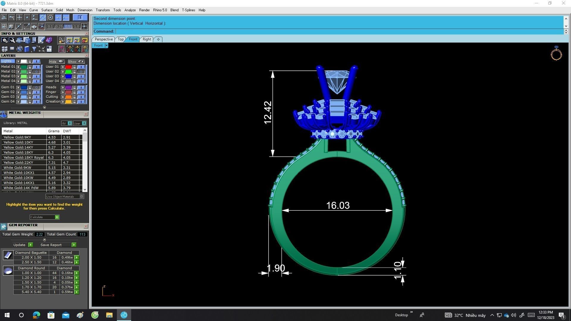 A7721 Luxury Fashion Diamond Women Ring 3D print model_6
