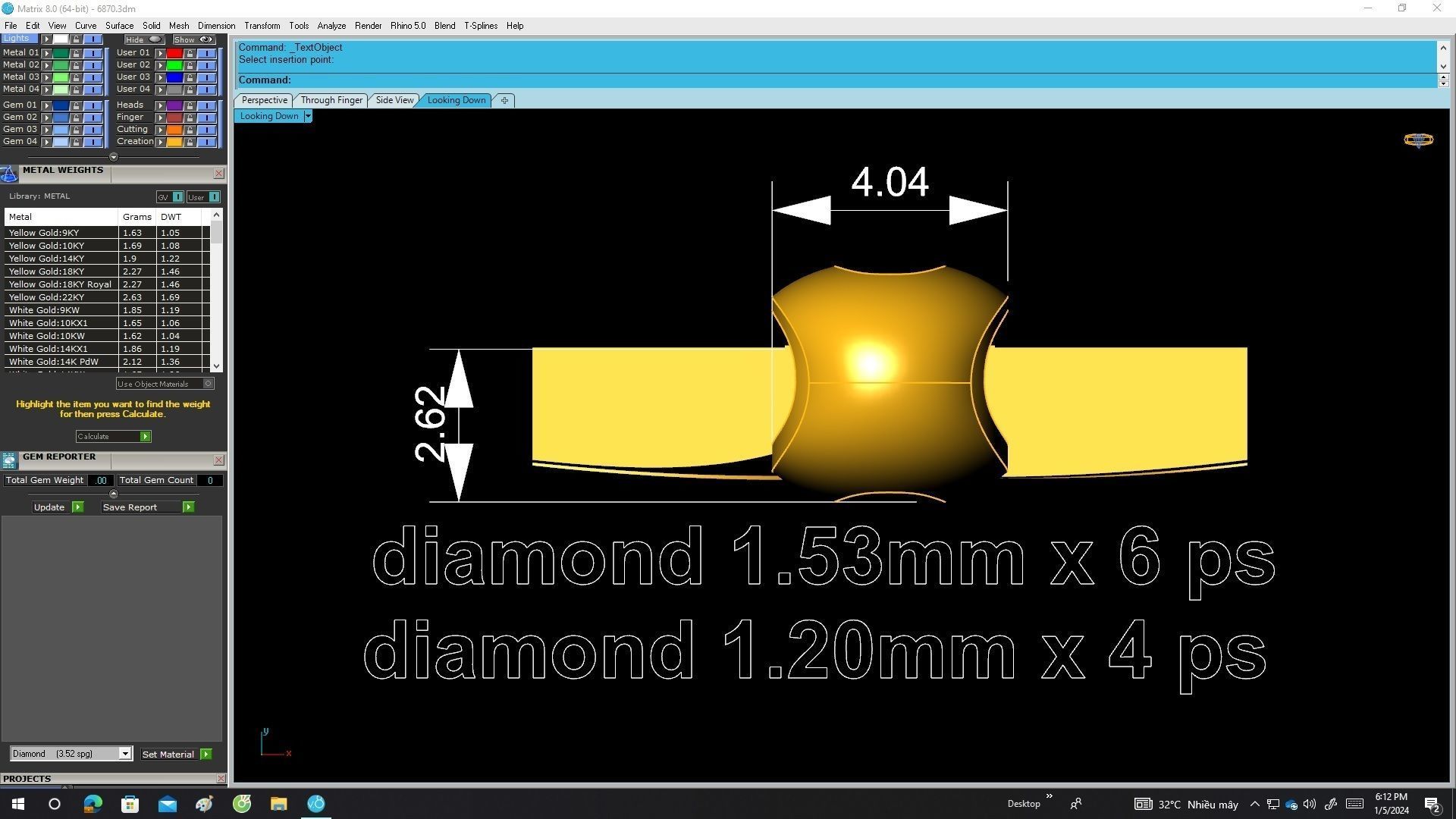 A6870 Diamond Cross Pendant 3D print model_5