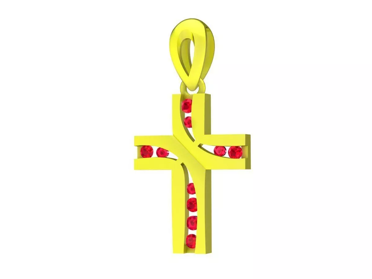 A6870 Diamond Cross Pendant 3D print model_0