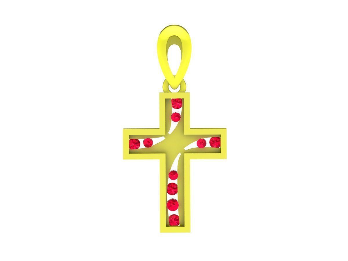 A6870 Diamond Cross Pendant 3D print model_3