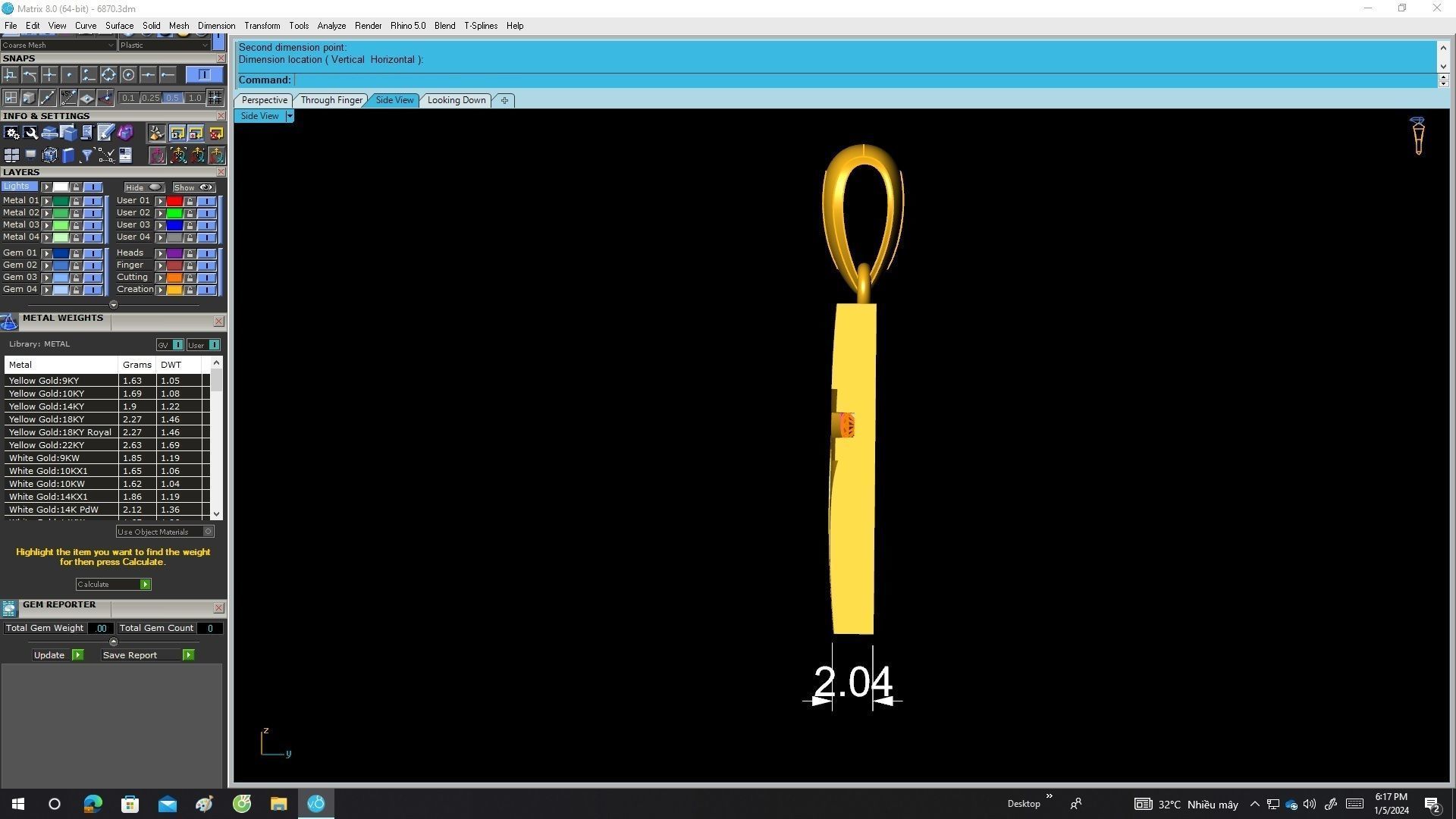 A6870 Diamond Cross Pendant 3D print model_7