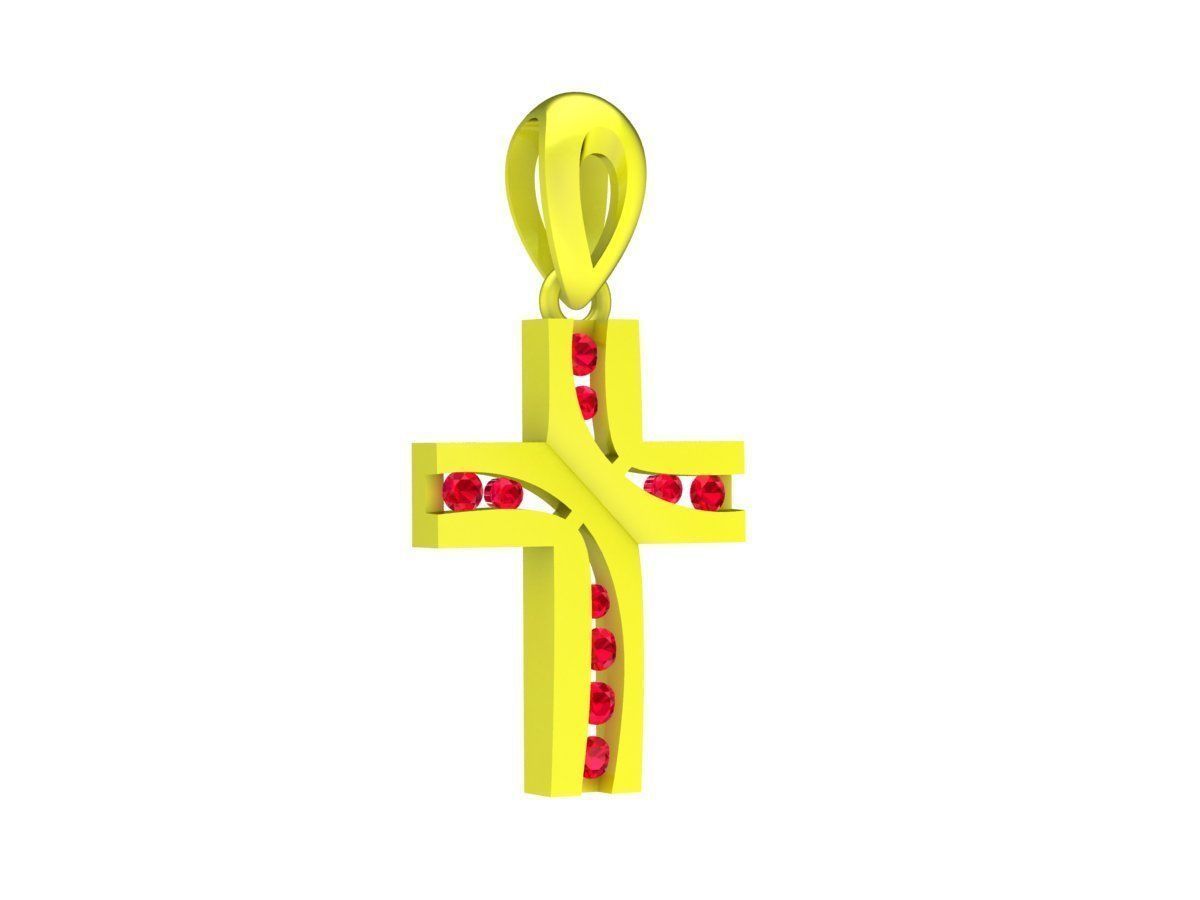 A6870 Diamond Cross Pendant 3D print model_4