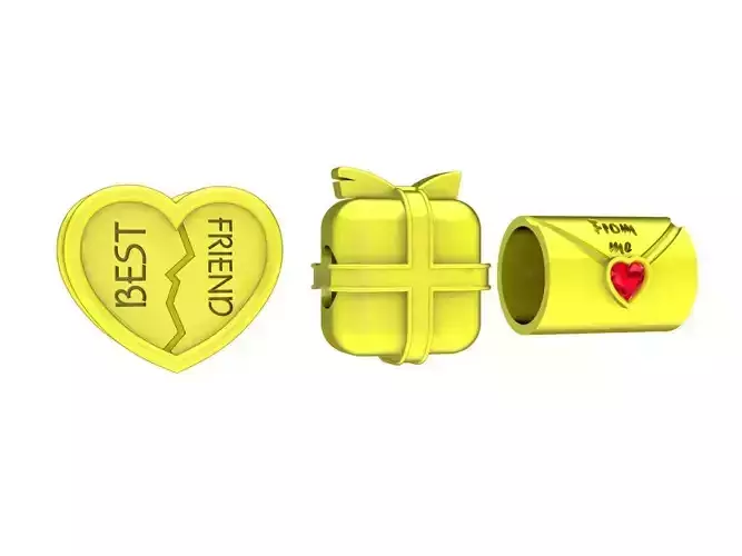 A6910 Heart Gift Letter Charm for Bracelets 3D Print