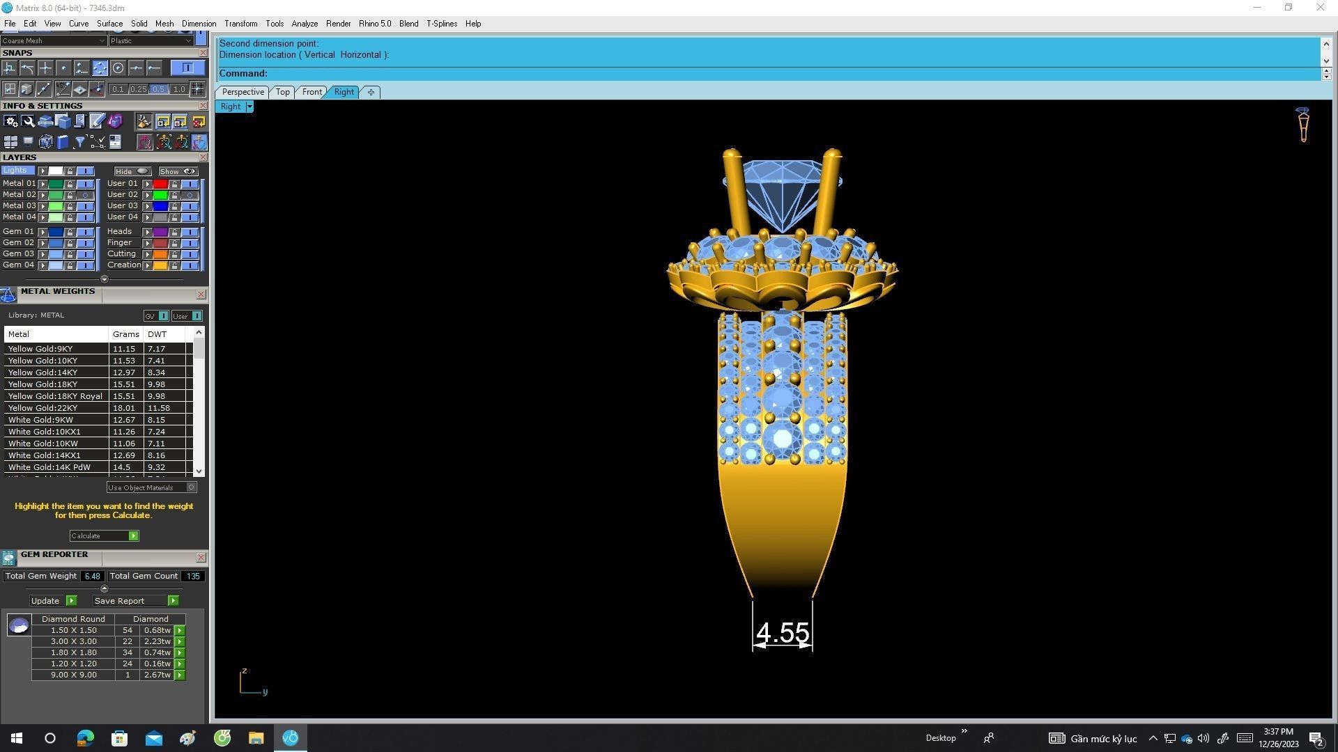 7346 korean style diamond women fashion ring 3D print model_7