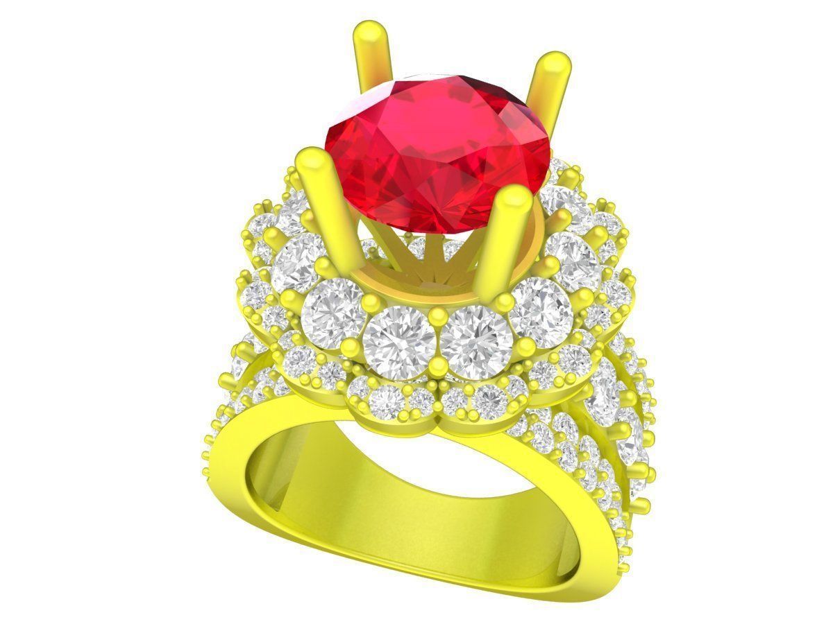 7346 korean style diamond women fashion ring 3D print model_1