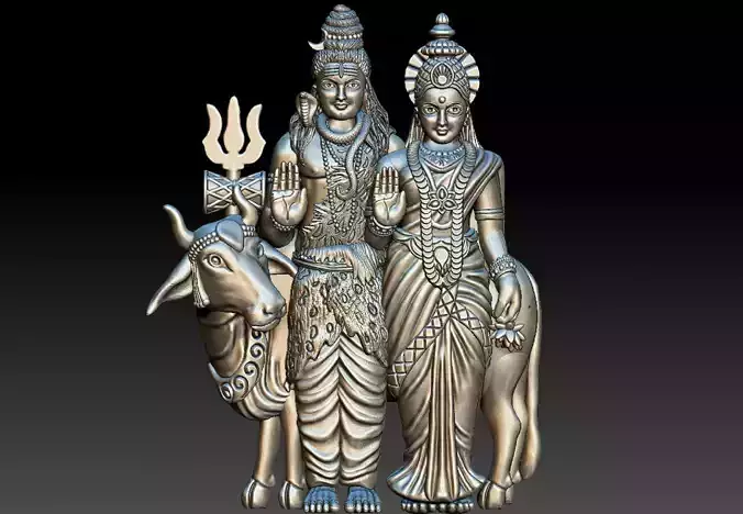 SHIVA PARVATHI WITH COW