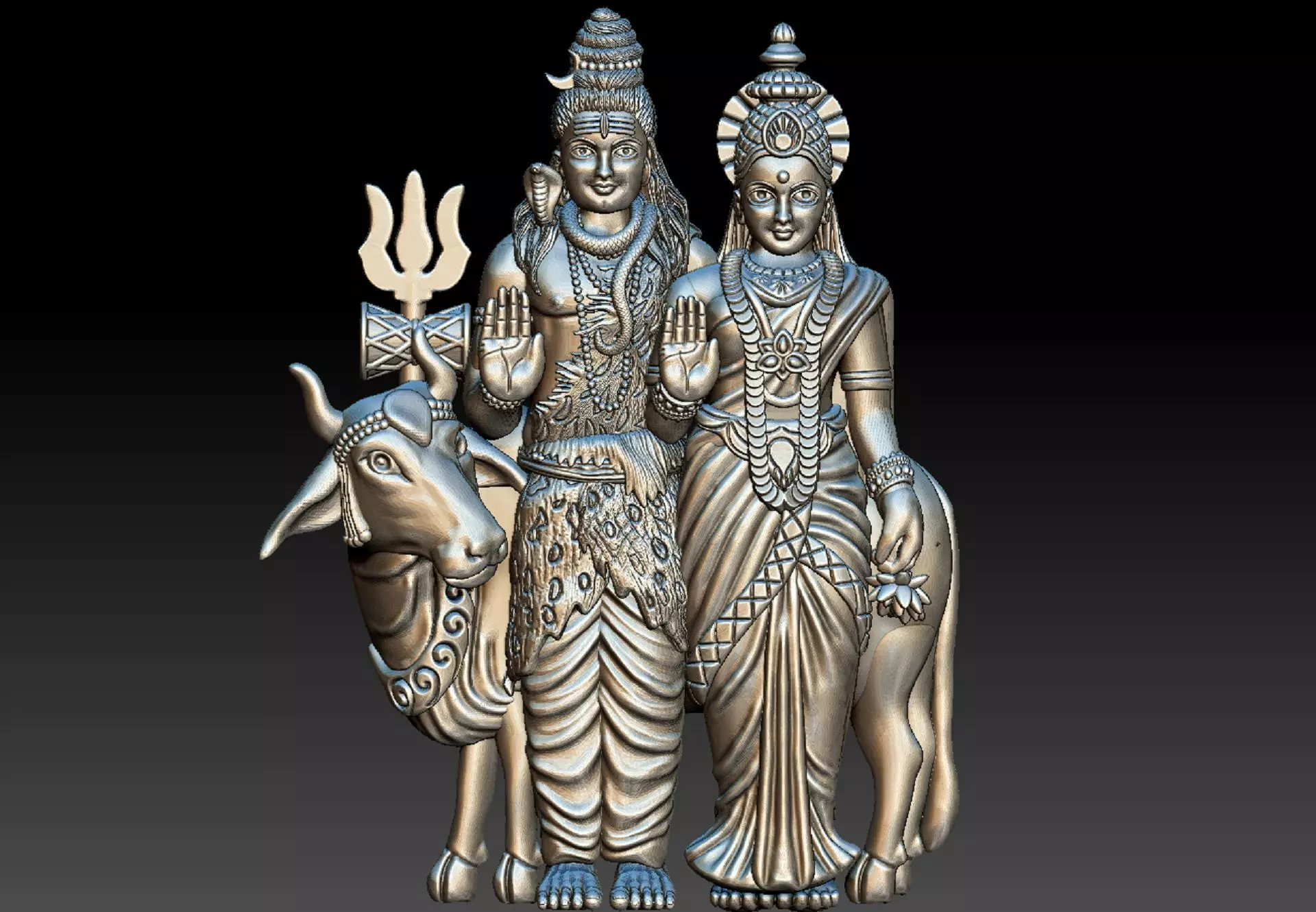 SHIVA PARVATHI WITH COW 3D print model