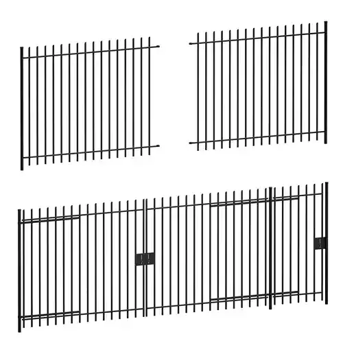 Metal fence with wicket and gate