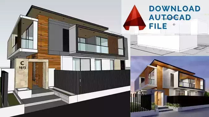 Modern House Design Architecture Plans Download AutoCAD Files 3D model