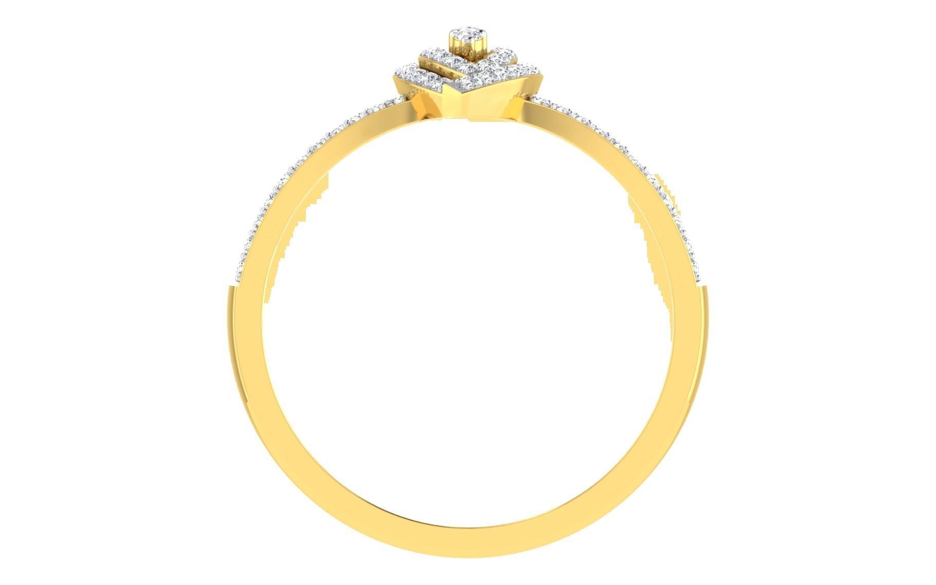 Light Weight Yellow Gold Diamond Ring  -ZA RN 7824 3D print model_3
