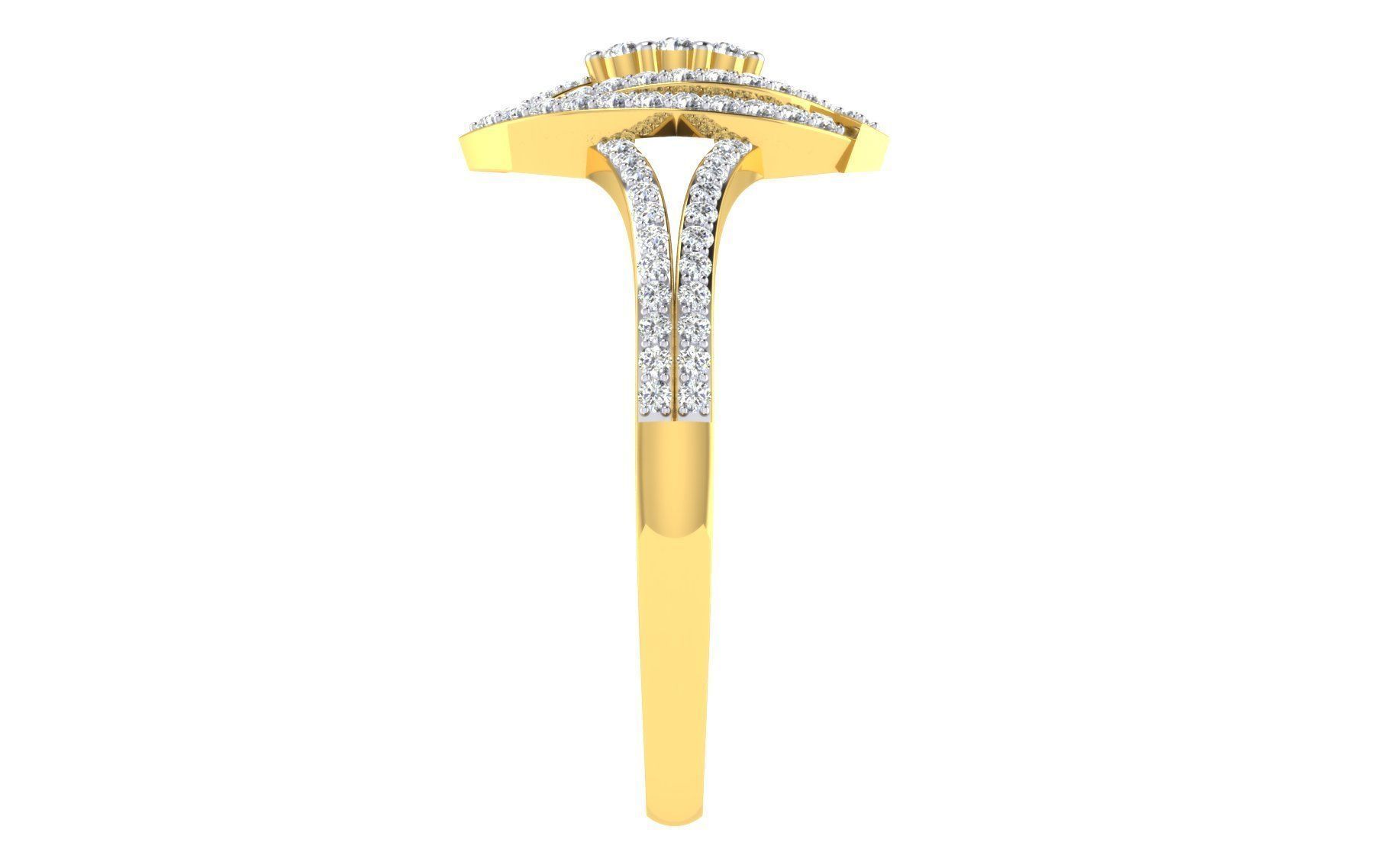 Light Weight Yellow Gold Diamond Ring  -ZA RN 7824 3D print model_4