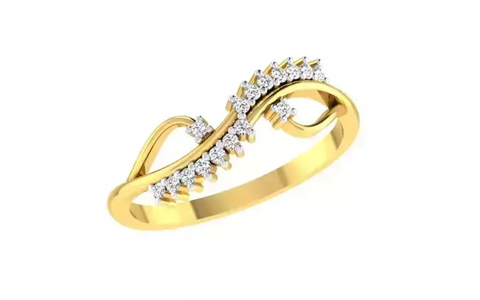 Light Weight Yellow Gold Diamond Ring  -ZA RN 7830
