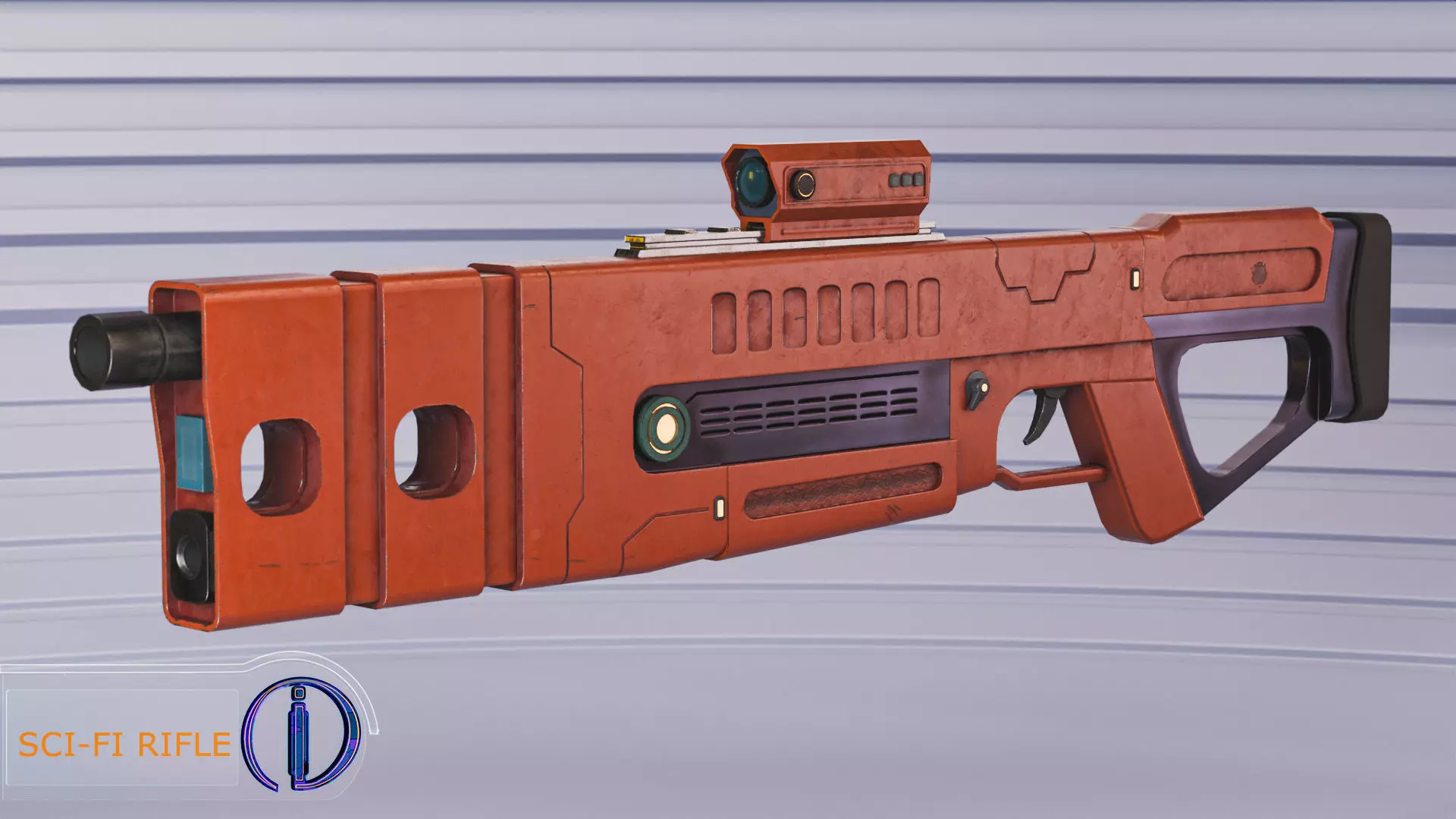 Sci-Fi rifle Low-poly 3D model_0