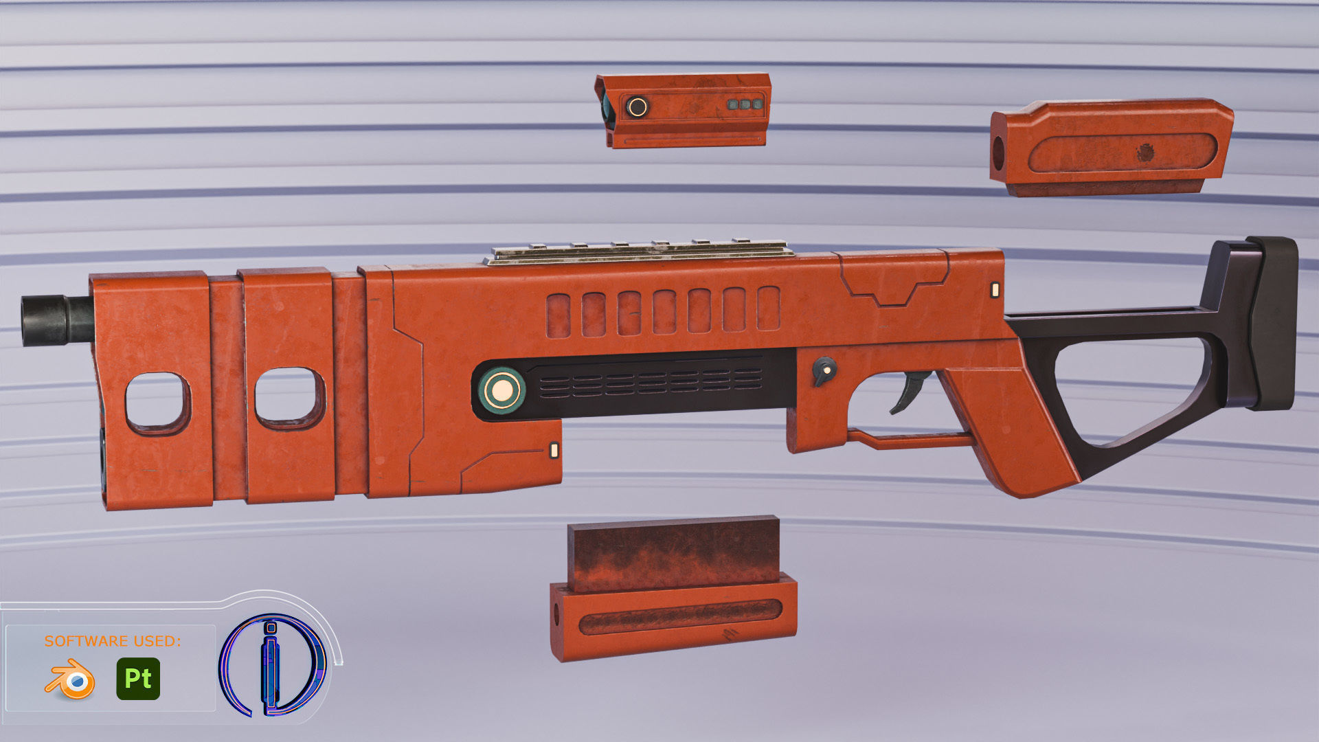 Sci-Fi rifle Low-poly 3D model_1