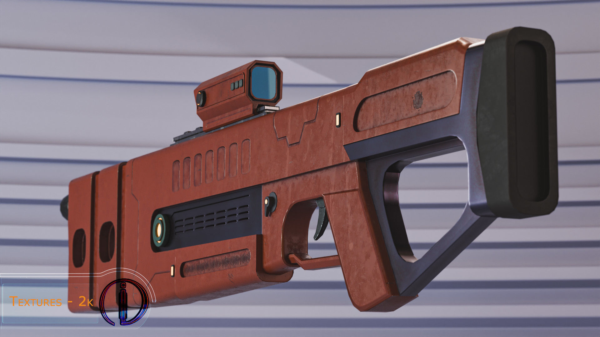 Sci-Fi rifle Low-poly 3D model_3