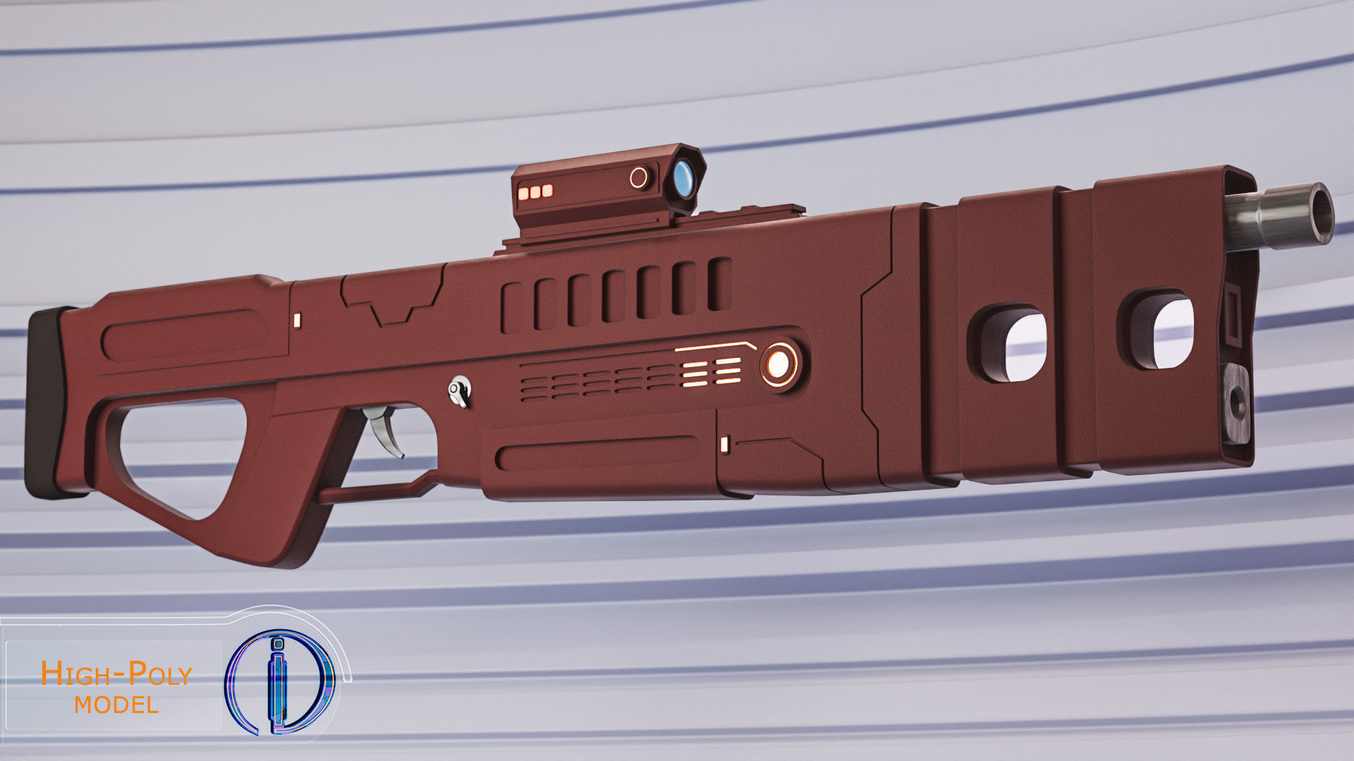 Sci-Fi rifle Low-poly 3D model_5