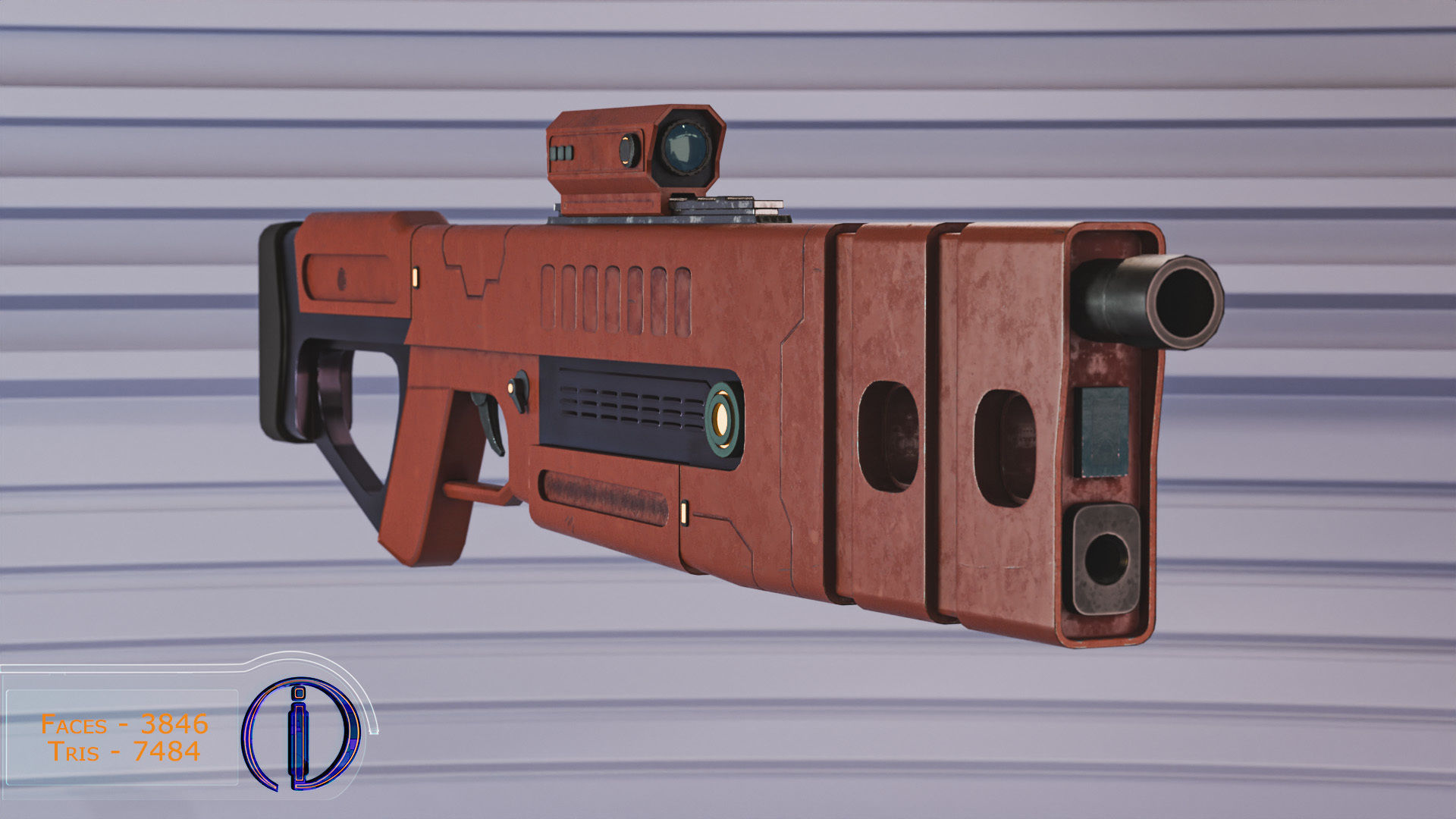 Sci-Fi rifle Low-poly 3D model_2
