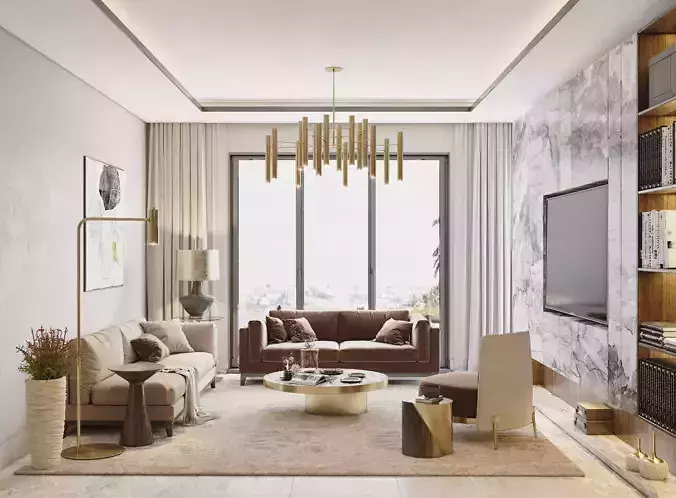 Living Room and Kitchen 3D model