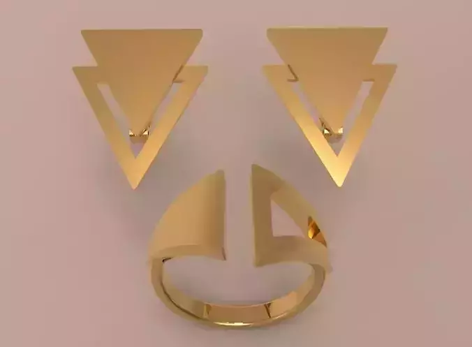 Set Triangle for woman Ring and Earings 