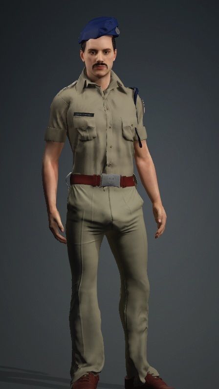Indian Police Man Soldier Model Low-poly 3D model_2