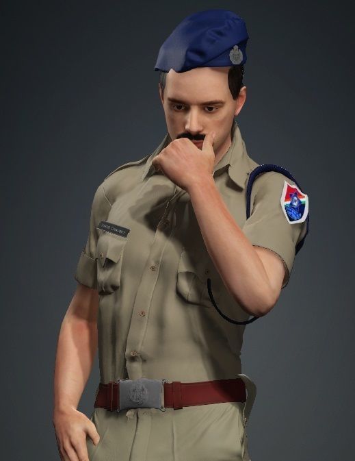 Indian Police Man Soldier Model Low-poly 3D model_3