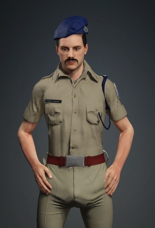 Indian Police Man Soldier Model Low-poly 3D model_4