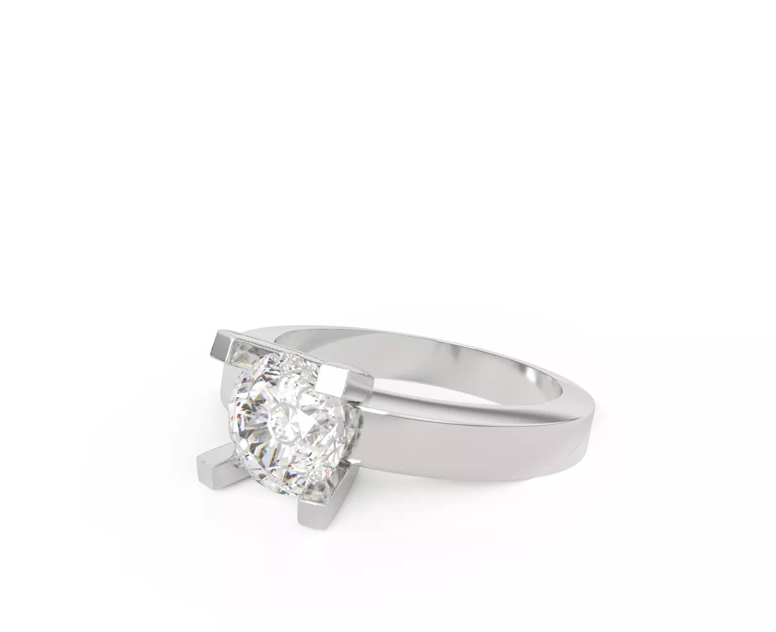 1 carat diamond engagement ring with a four-claw setting Free 3D print model