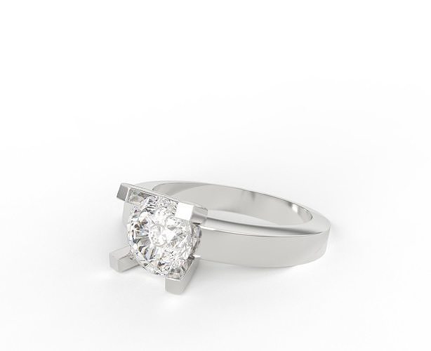 1 carat diamond engagement ring with a four-claw setting Free 3D print model