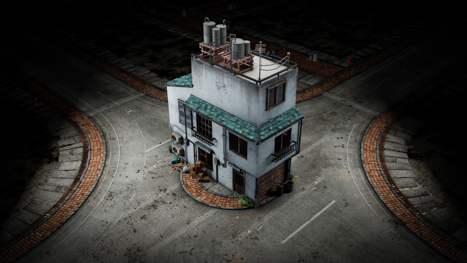 ASIAN URBAN BUILDING HONGKONG 03 Low-poly 3D model_12