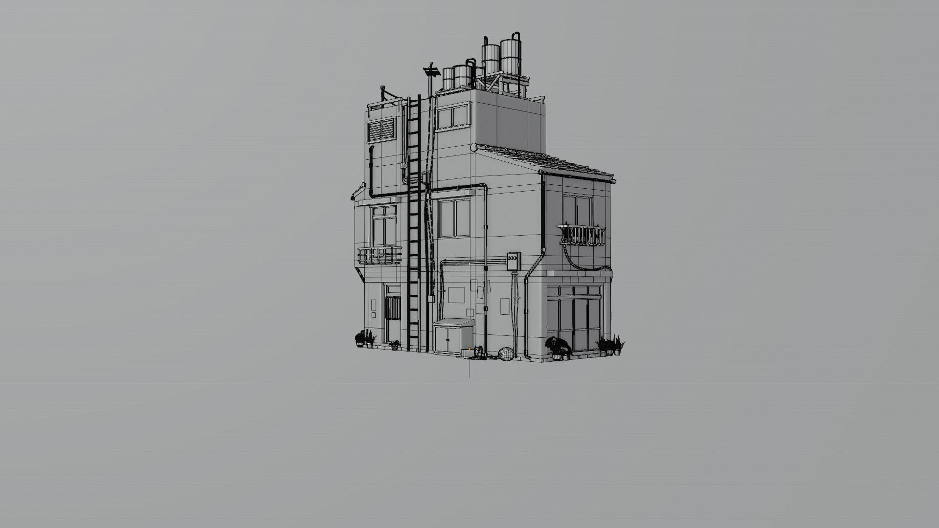 ASIAN URBAN BUILDING HONGKONG 03 Low-poly 3D model_21