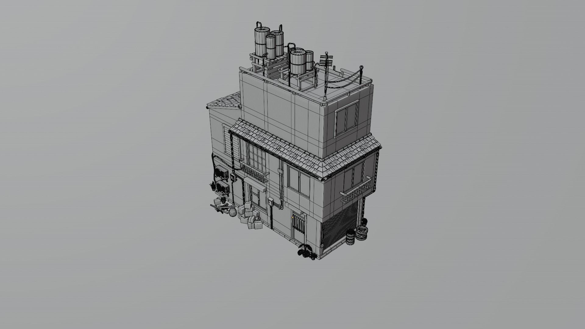 ASIAN URBAN BUILDING HONGKONG 03 Low-poly 3D model_23