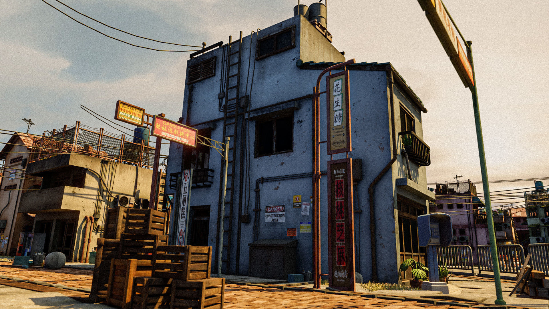 ASIAN URBAN BUILDING HONGKONG 03 Low-poly 3D model_2