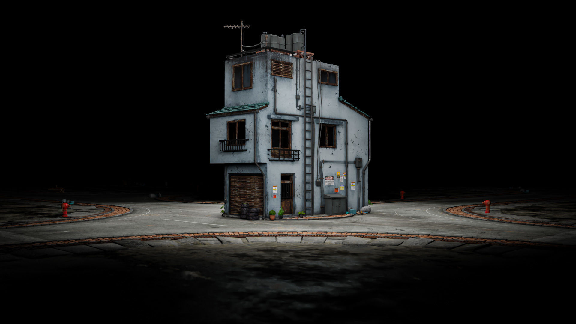 ASIAN URBAN BUILDING HONGKONG 03 Low-poly 3D model_8