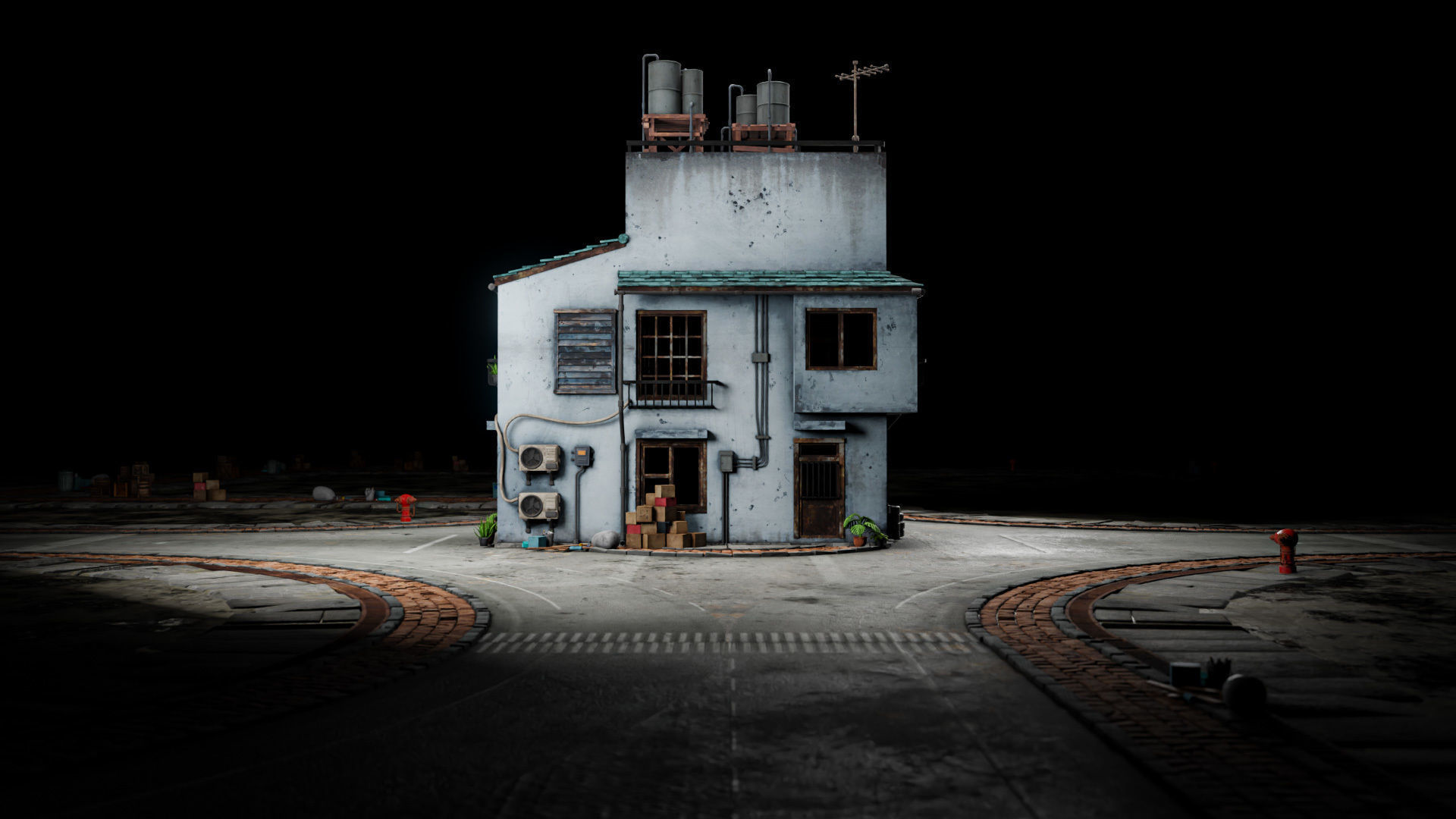 ASIAN URBAN BUILDING HONGKONG 03 Low-poly 3D model_5