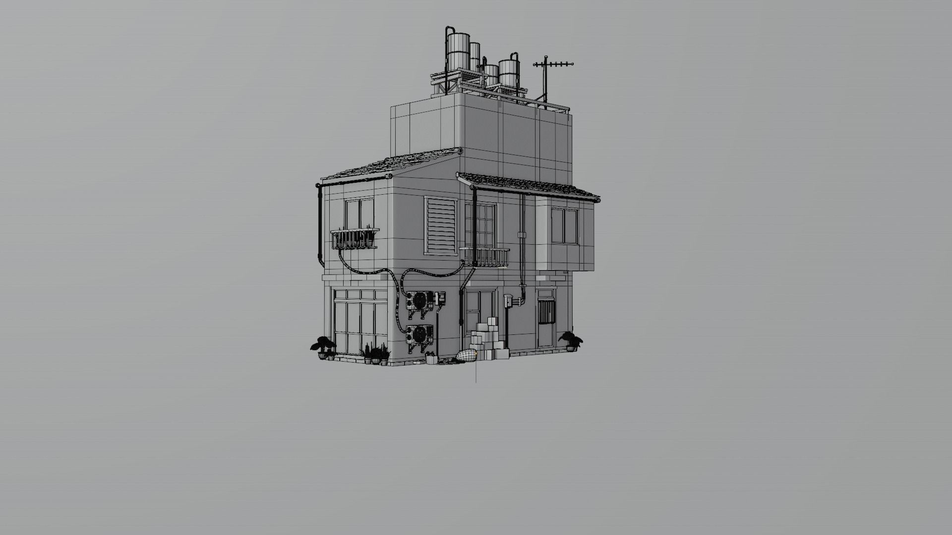 ASIAN URBAN BUILDING HONGKONG 03 Low-poly 3D model_15