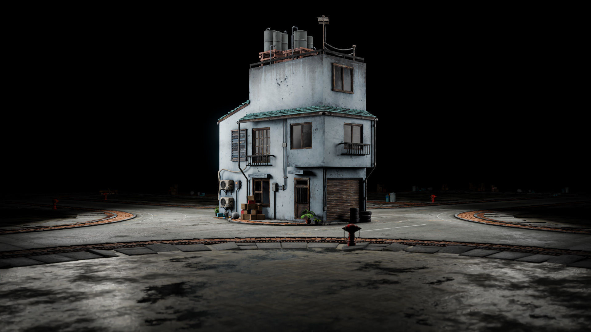 ASIAN URBAN BUILDING HONGKONG 03 Low-poly 3D model_6