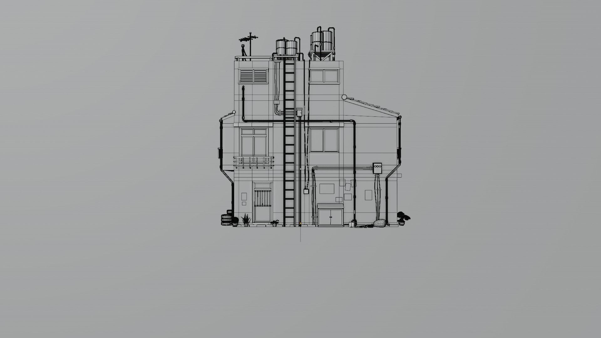 ASIAN URBAN BUILDING HONGKONG 03 Low-poly 3D model_20