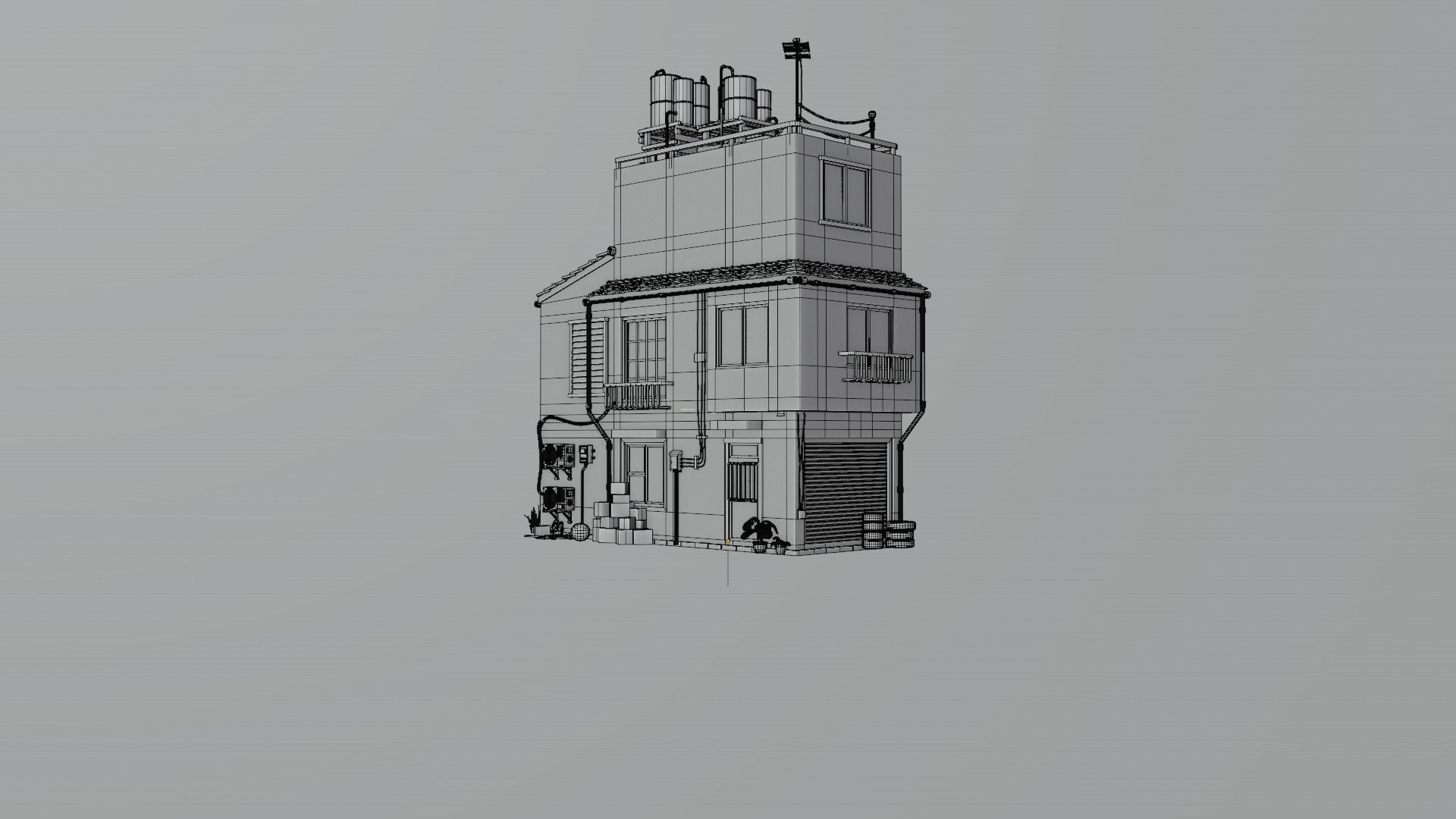 ASIAN URBAN BUILDING HONGKONG 03 Low-poly 3D model_17