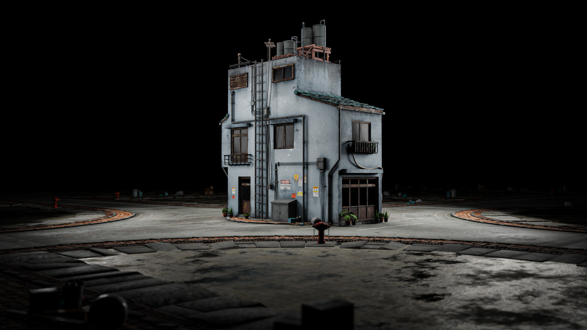 ASIAN URBAN BUILDING HONGKONG 03 Low-poly 3D model_10