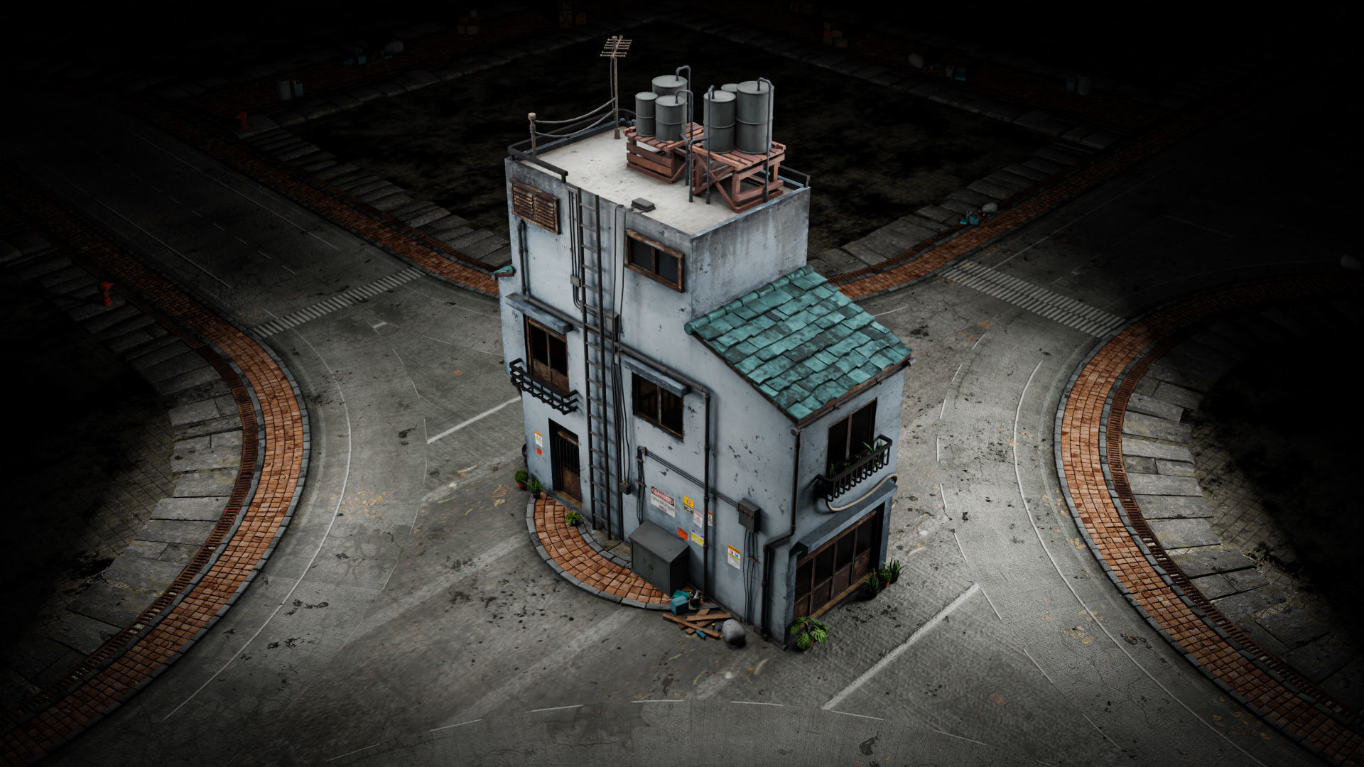 ASIAN URBAN BUILDING HONGKONG 03 Low-poly 3D model_11