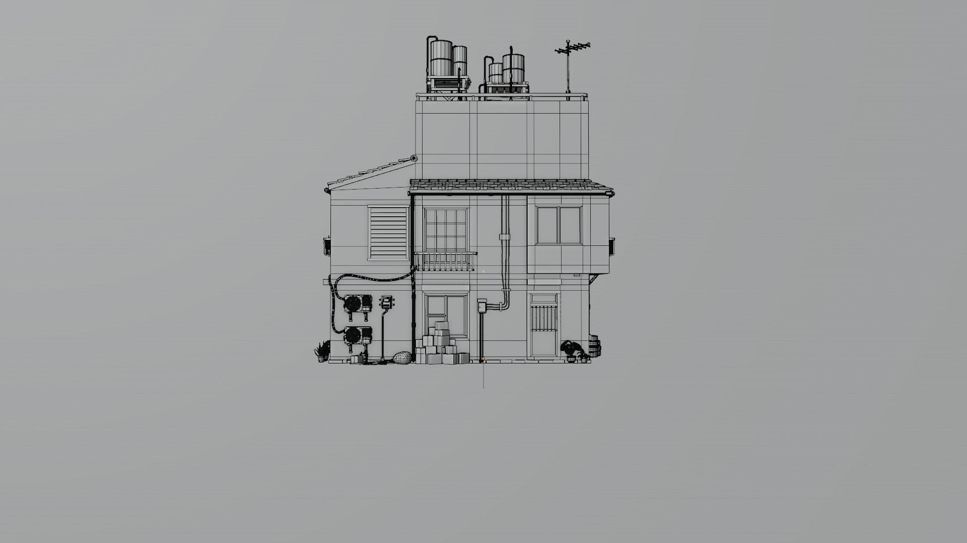 ASIAN URBAN BUILDING HONGKONG 03 Low-poly 3D model_16