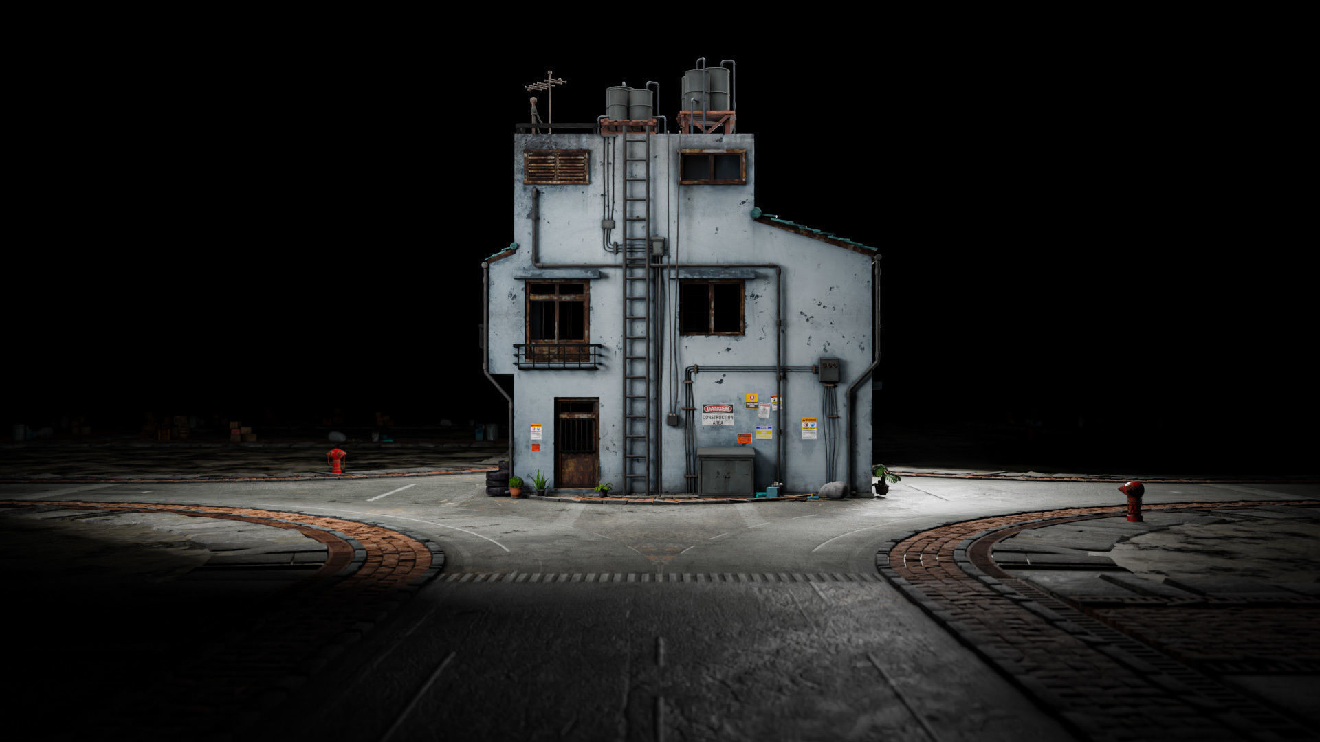 ASIAN URBAN BUILDING HONGKONG 03 Low-poly 3D model_9