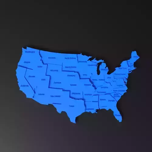 USA MAP WITH STATES NAMES -EASY PRINT NO SUPPORT  3D print model